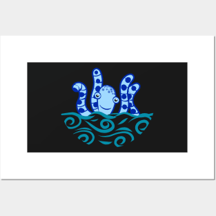 Friendly Blue Octopus Posters and Art